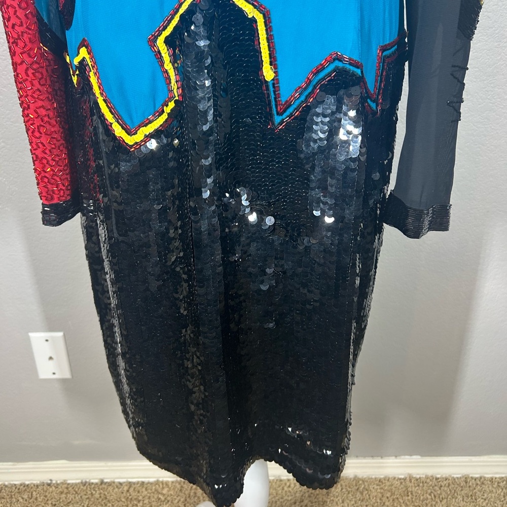 VTG Designer Fabrice Silhouette by Fabrice Simon  Beaded Silk Dress Sz14 80s 90s - Picture 10 of 16